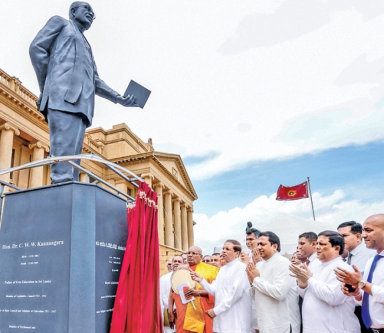 C. W.W Kannangara statue unveiled at the Presidential Secretariat