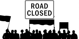 Lotus road closed due to protest