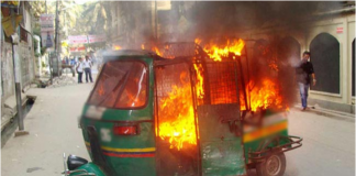 Tuk travelling on road erupts in flames