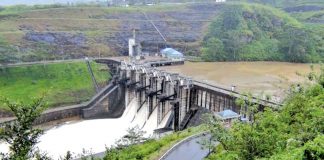 Five spill gates of Upper Kotmale Reservoir opened