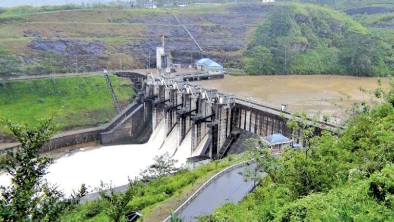 Five spill gates of Upper Kotmale Reservoir opened