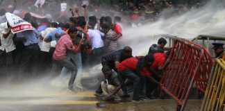 Police fire tear gas at protesting students