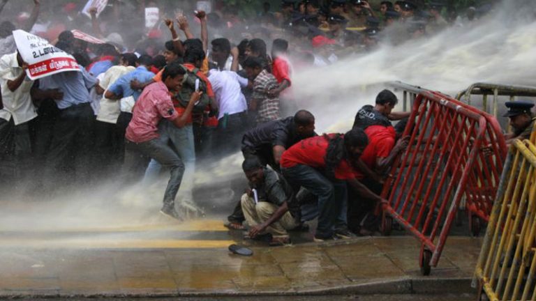Police fire tear gas at protesting students