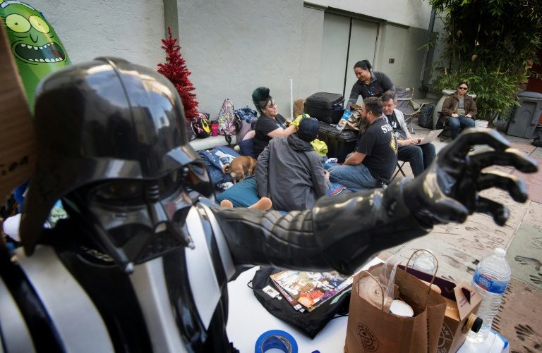 Star Wars fans camp outside LA theater week before film opens