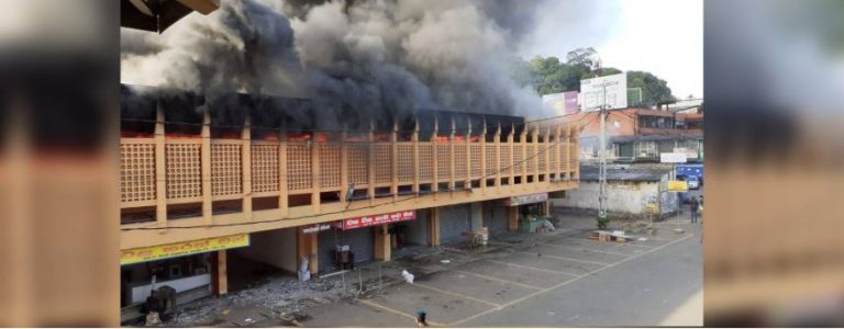 Fire erupts at Public Market building in Kegalle