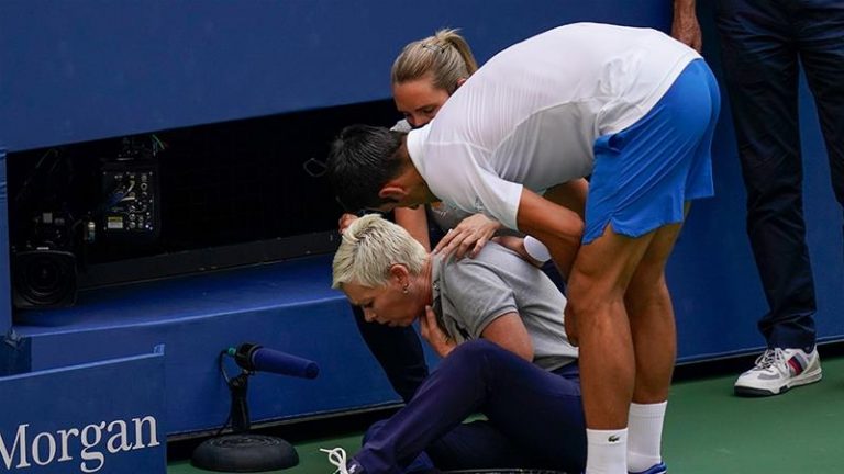 US Open: Djokovic disqualified after hitting line judge with ball
