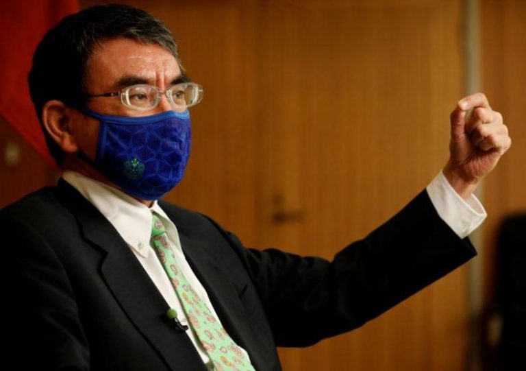 Japan defence chief Kono expects to be prime minister one day, but backs Suga to succeed Abe