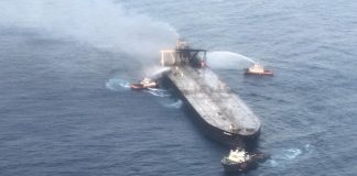 Sparks and extreme temperature reignite doused fire on oil tanker