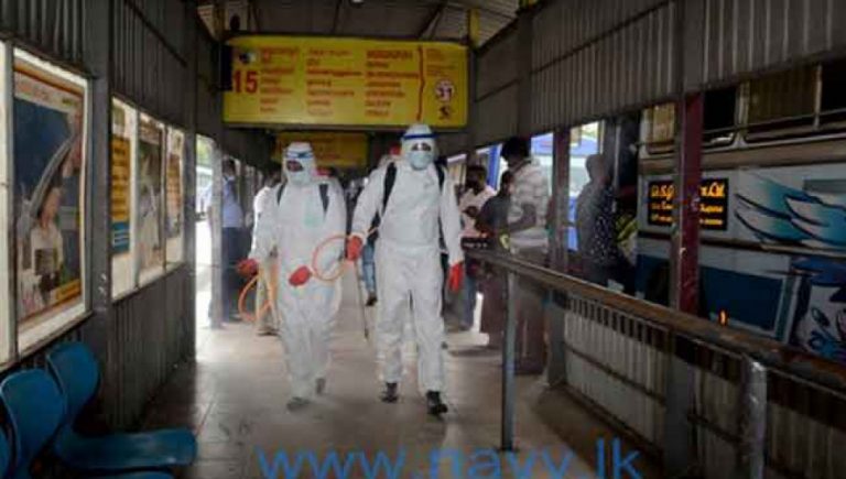 Navy disinfects Inter-Provincial Main Passenger Bus Terminal, Colombo Fort