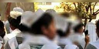 Nurses hold an hour-long protest