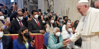 Pope Francis meets a delegation of the victims of Sri Lanka’s Easter bombing