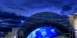 Futuristic entertainment venue in Las Vegas